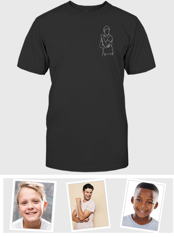 Custom Line Art - Personalized Son Embroidered T-shirt