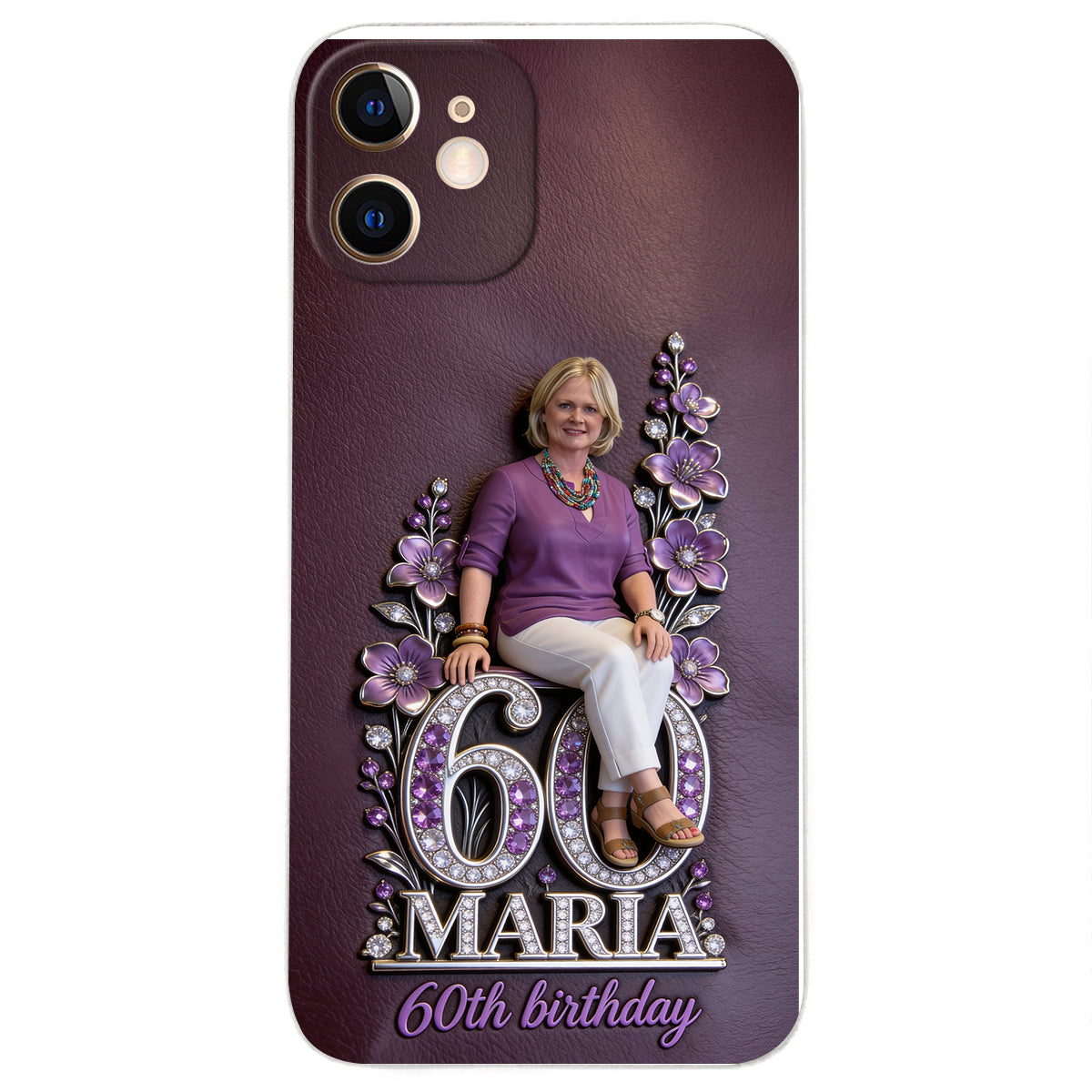 Custom Any Photo Perfect Gift For Mom, Grandma - Personalized Birthday 3D Embossed Leather Phone Case