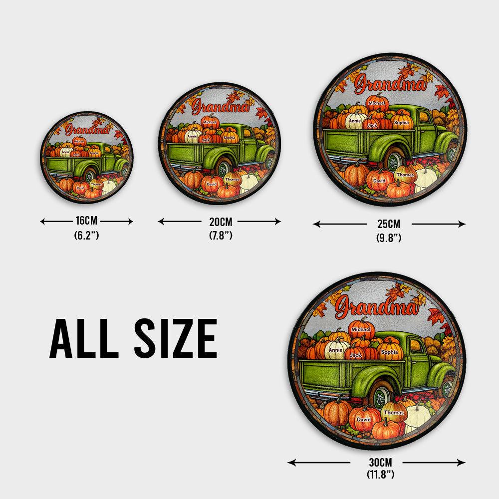 Grandma Fall Truck - Personalized Grandma Stained Glass Suncatcher