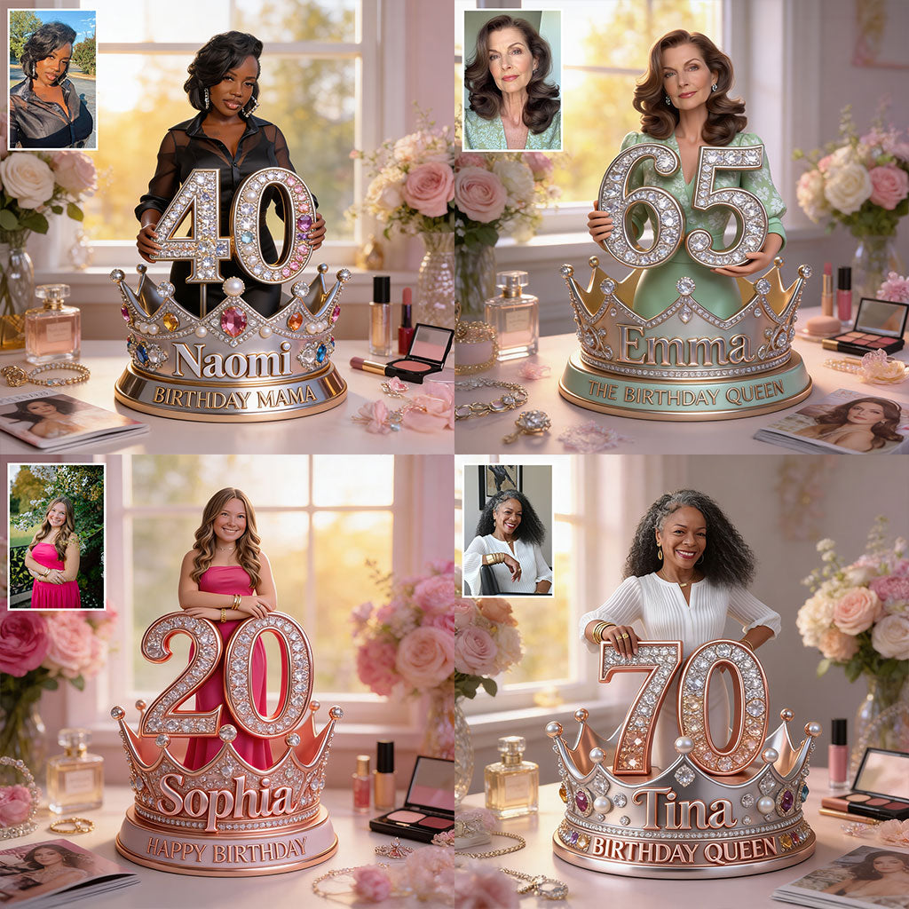 Custom Any Photo The Birthday Queen - Personalized Birthday Custom Shaped Acrylic Plaque