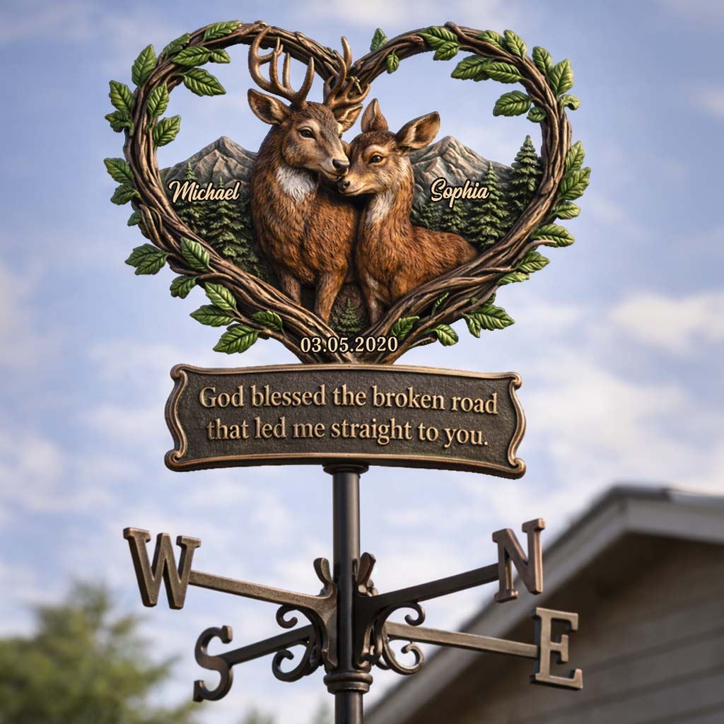 God Blessed The Broken Road - Personalized Couple Weather Vane