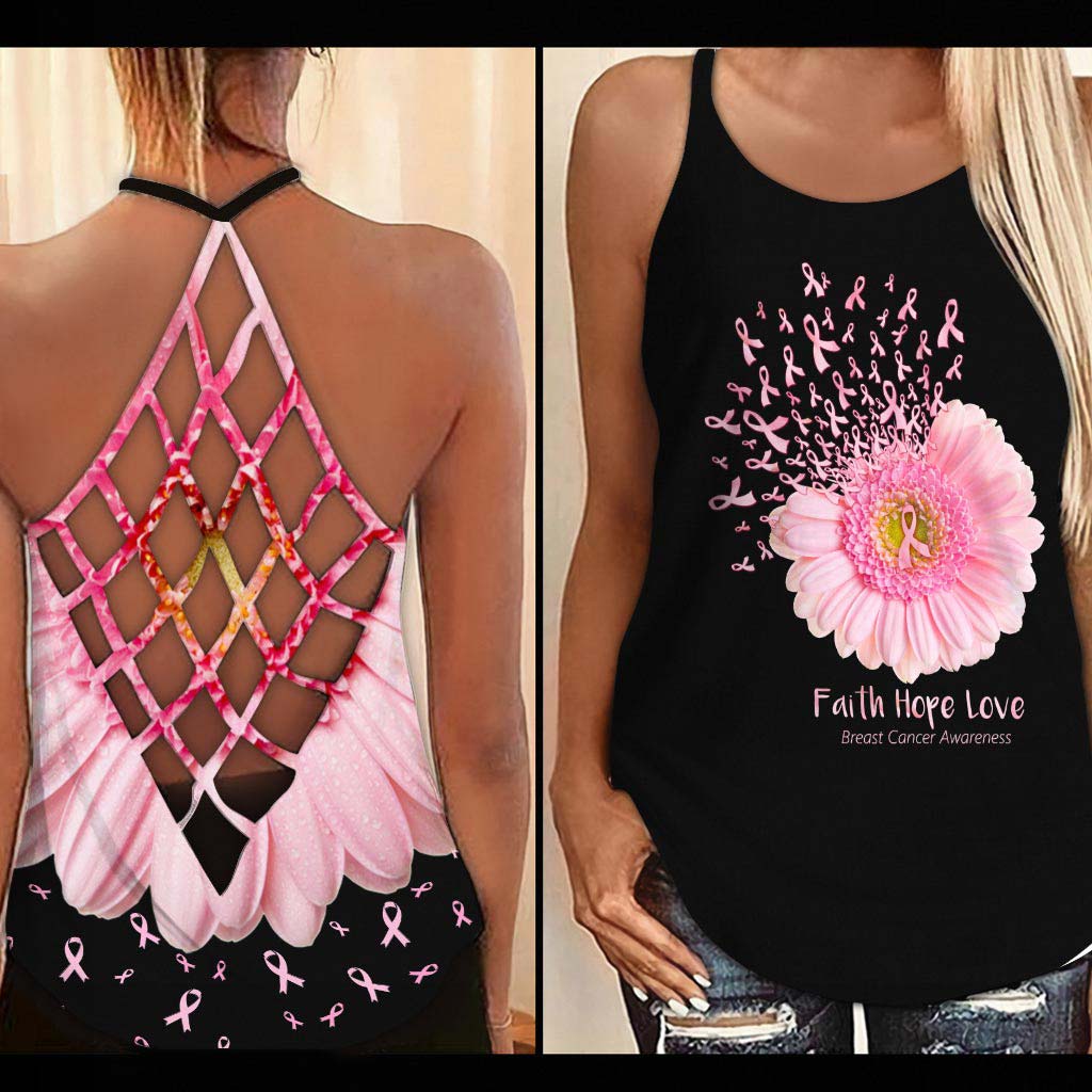 Faith Hope Love - Breast Cancer Awareness Cross Tank Top