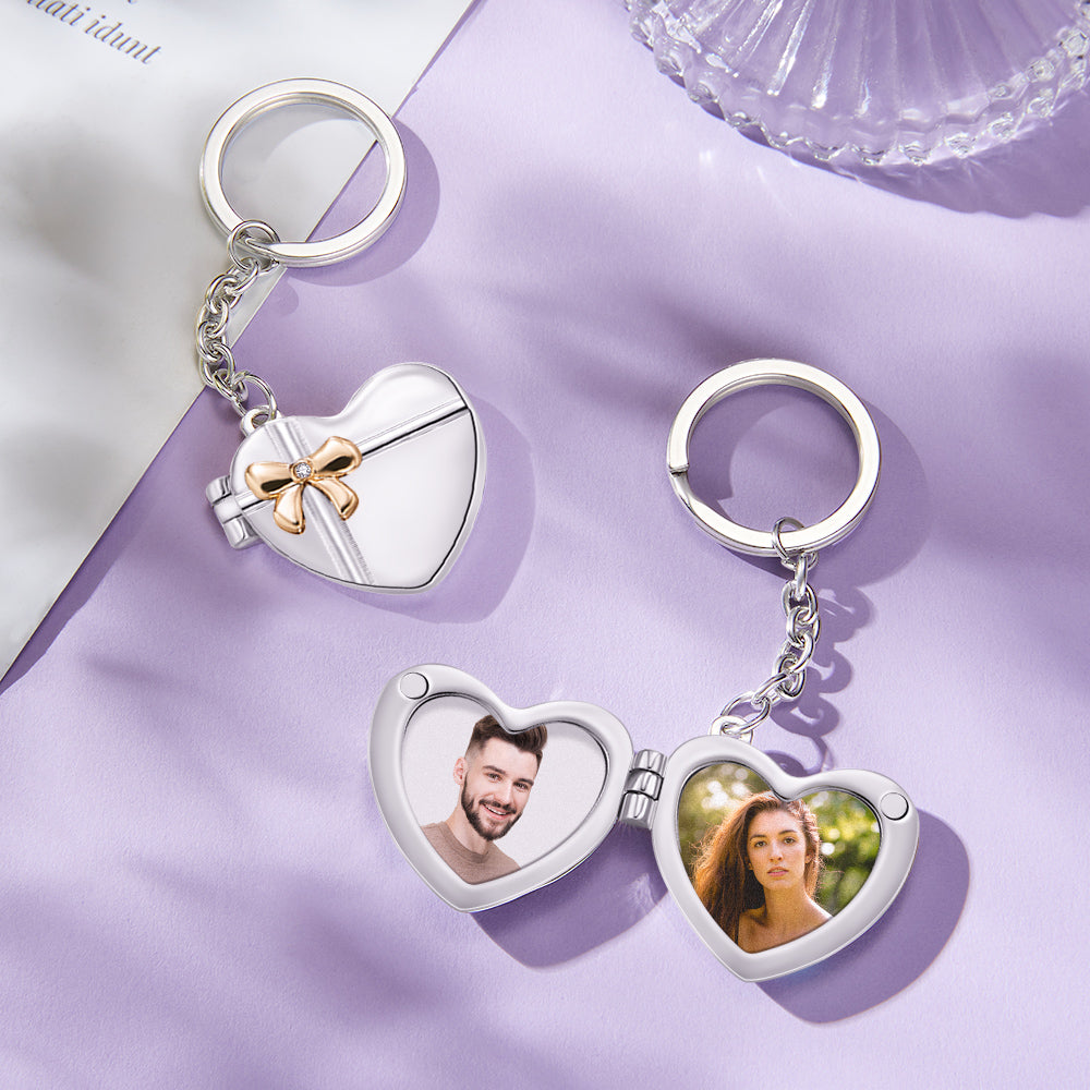 Heart Gift Locket - Personalized Couple Photo Hear Locket Keychain