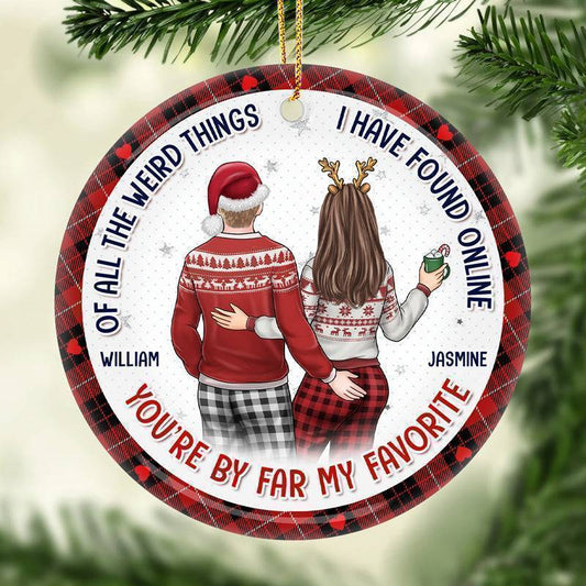 My Favorite Husband - Couple Personalized Custom Ceramic Ornament - Christmas Gift For Husband Wife