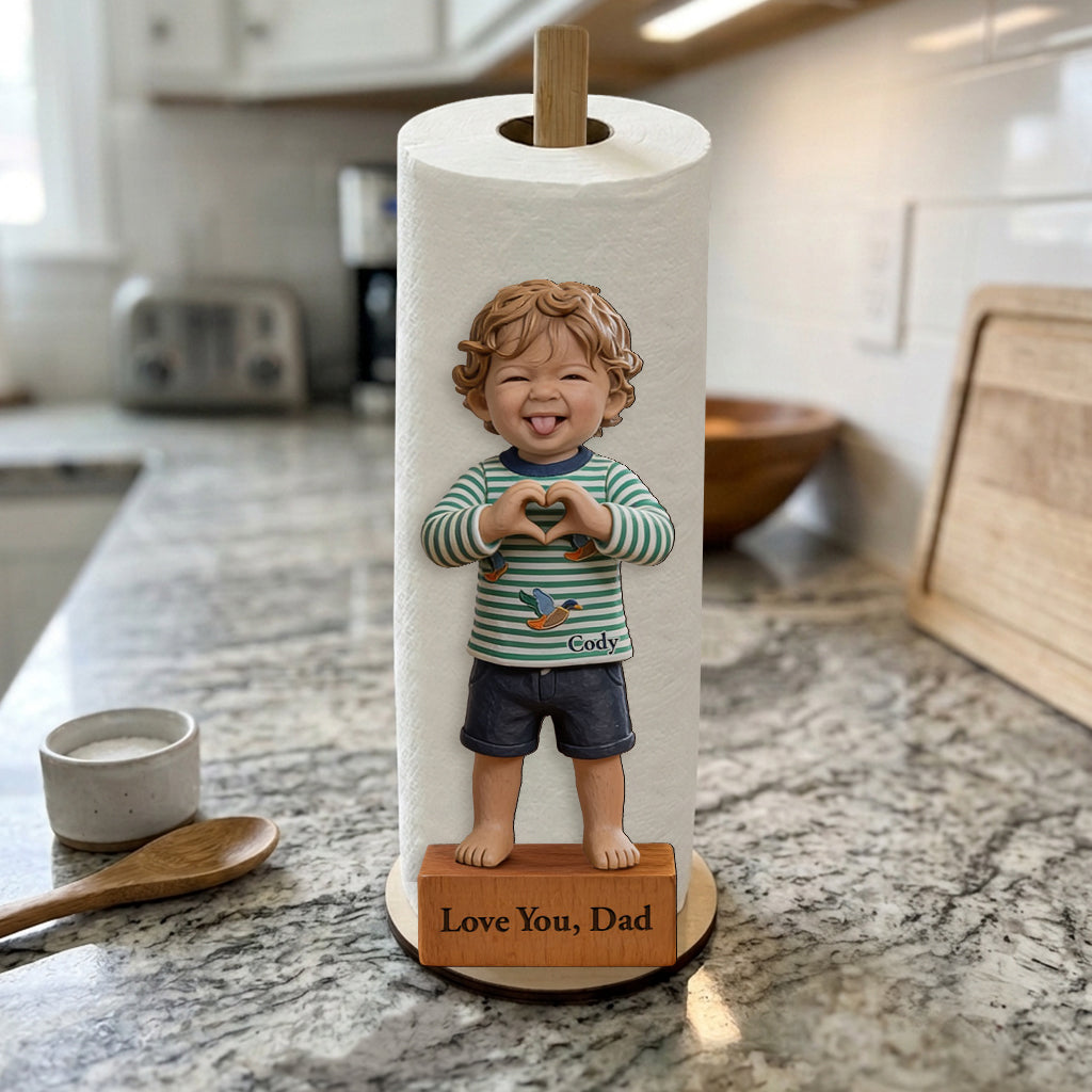 Custom Any Photo, Gift For Mom, Dad - Personalized Father Paper Towel Stand