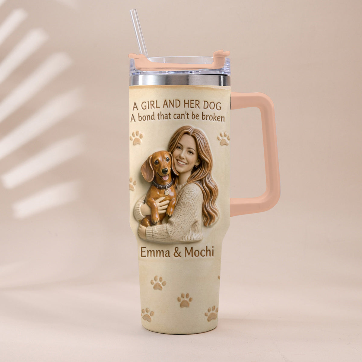Always By My Side - Personalized Dog Tumbler With Plush Charm