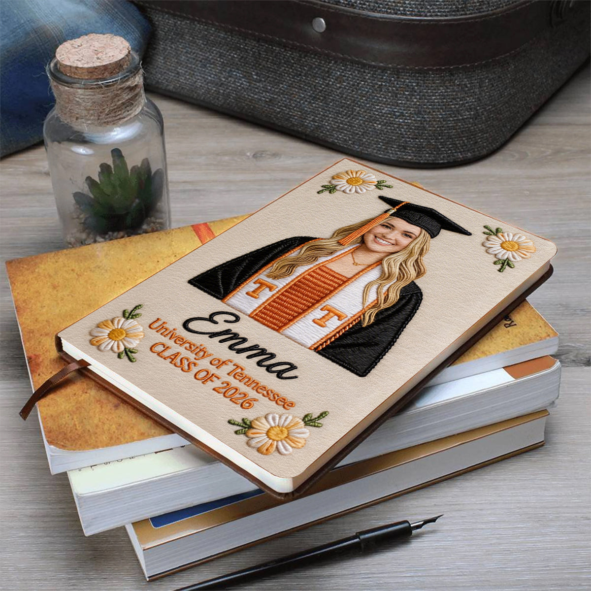 Any Photo Perfect Gift For Graduation - Personalized Graduation Leather Journal