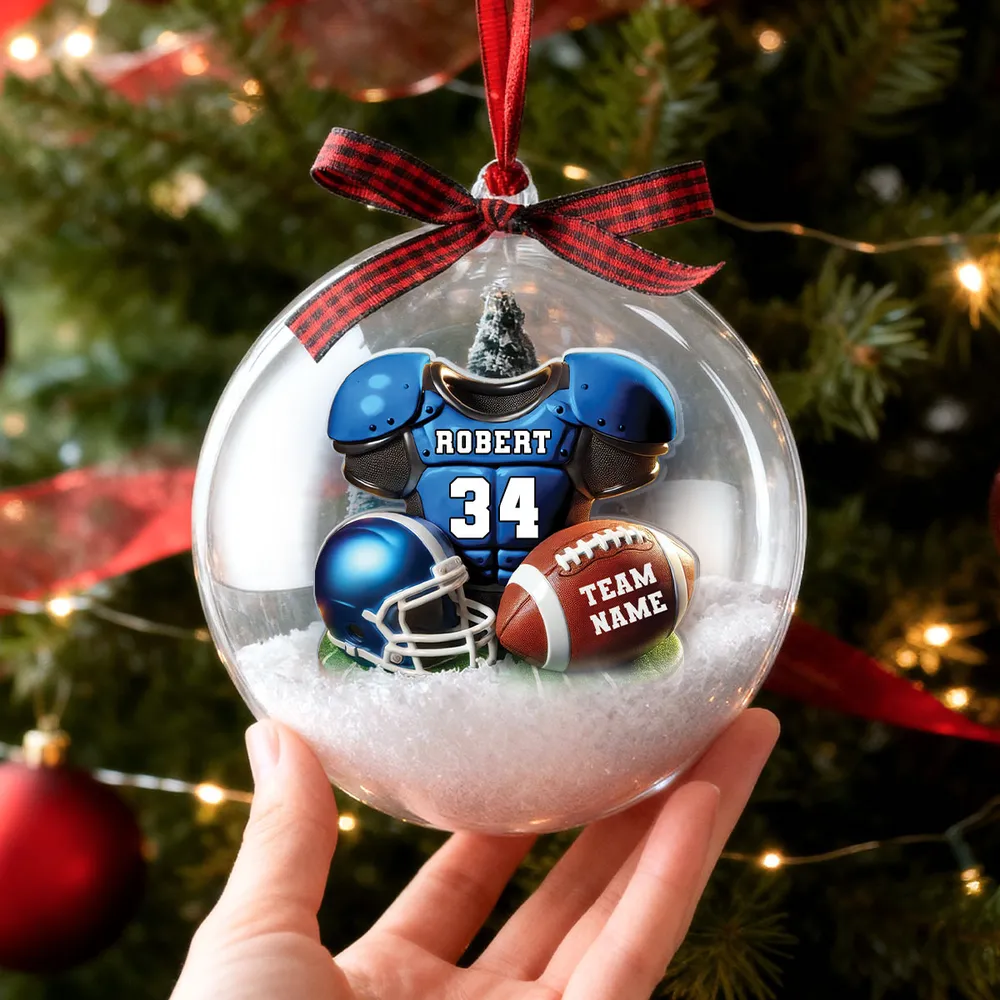 Acrylic Snow Globe Ornament with 3D Christmas Tree Inside, Clear Holiday Hanging Decor, Creative Gift for Him, Kids, Friends & Sports Fans