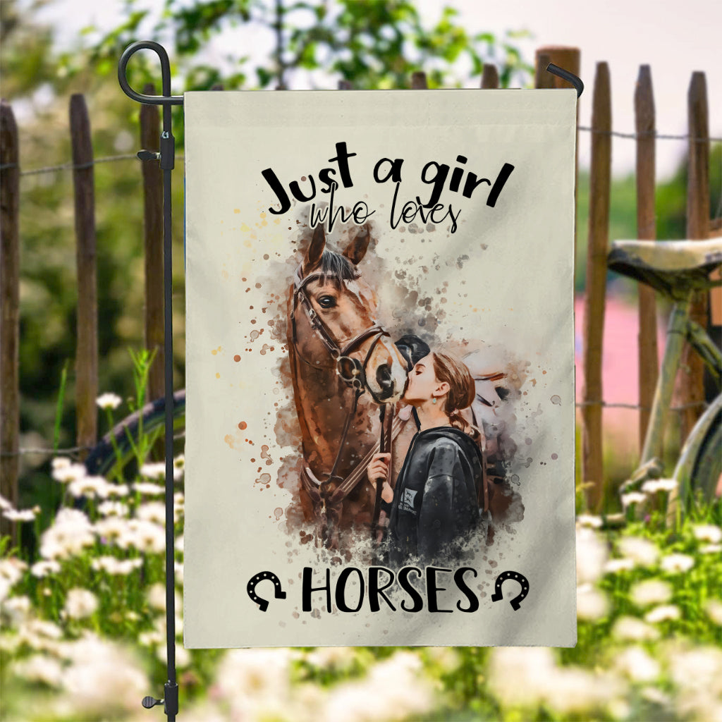 Just A Girl Who Loves Horses - Personalized Horse Garden Flag