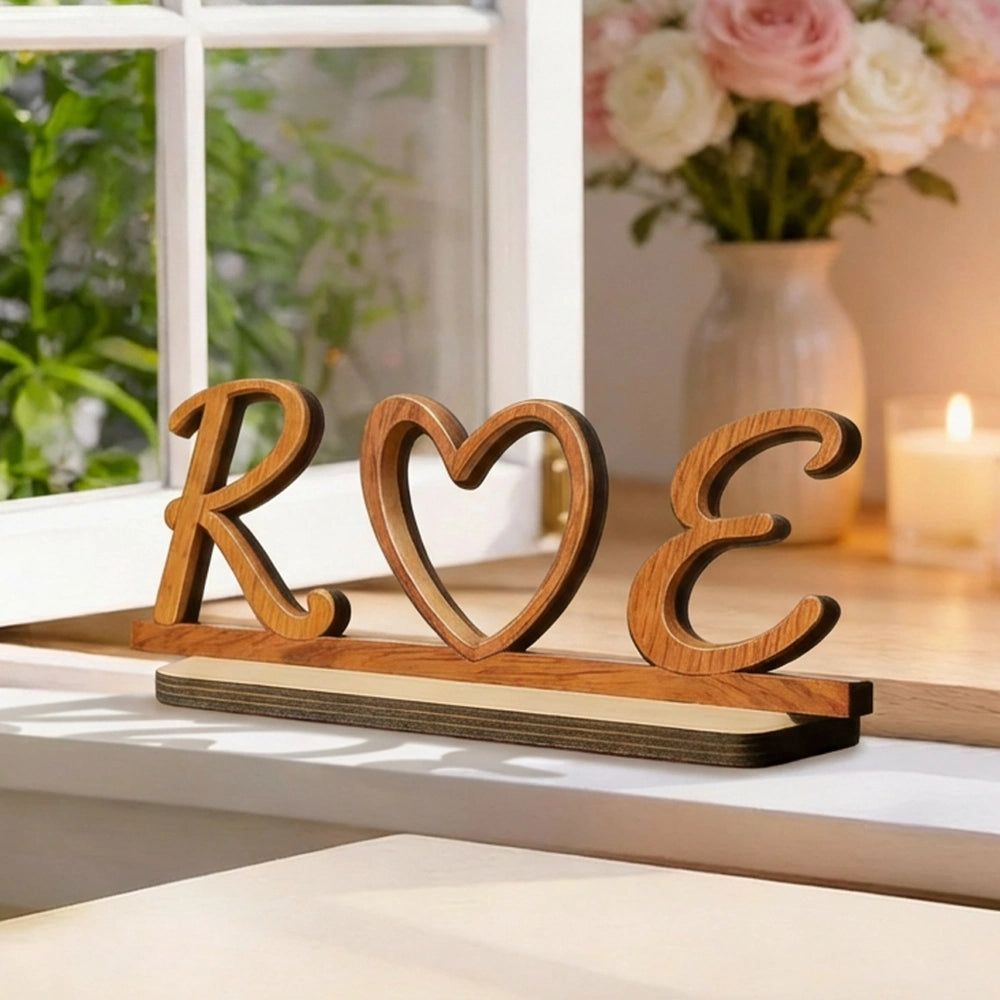Personalized 2-Layer Wooden Plaque with Initials Heart, Romantic Shelf Decor, Unique Gift for Couples