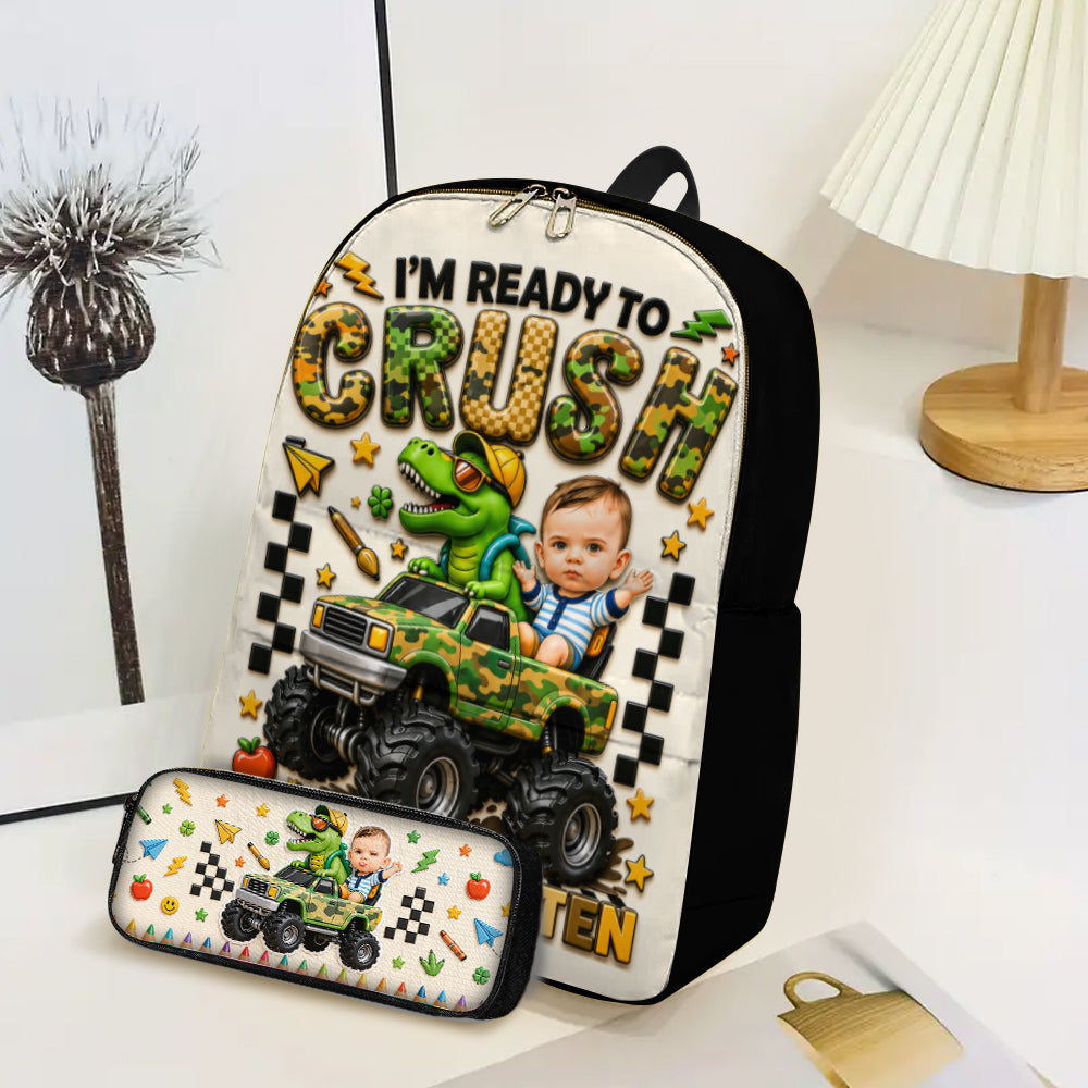 Back To School, Dinosaur Lover - Personalized Kid Backpack & Pencil Case
