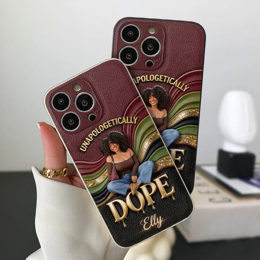 Happy Juneteeth, Black History, Black Pride - Personalized African American 3D Embossed Leather Phone Case