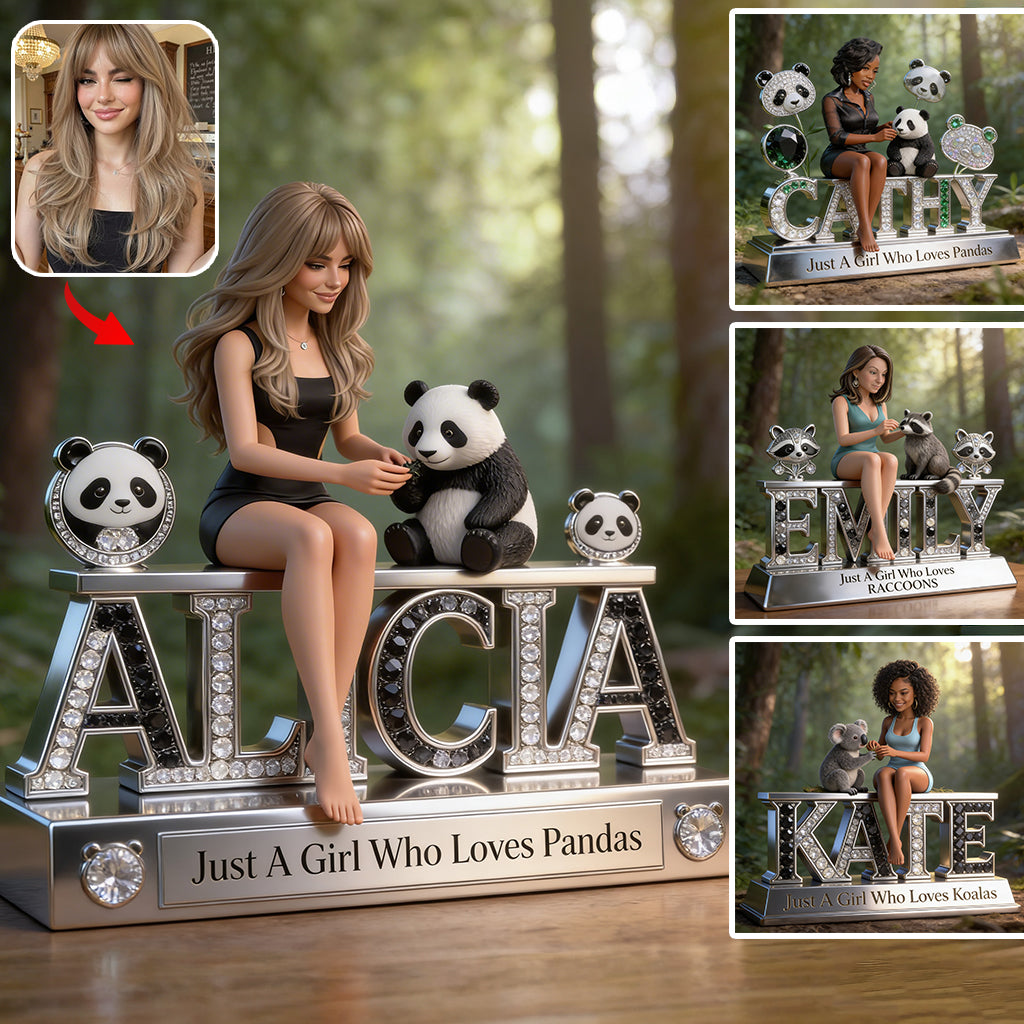 Love Animals - Personalized Panda Lover Custom Shaped Acrylic Plaque