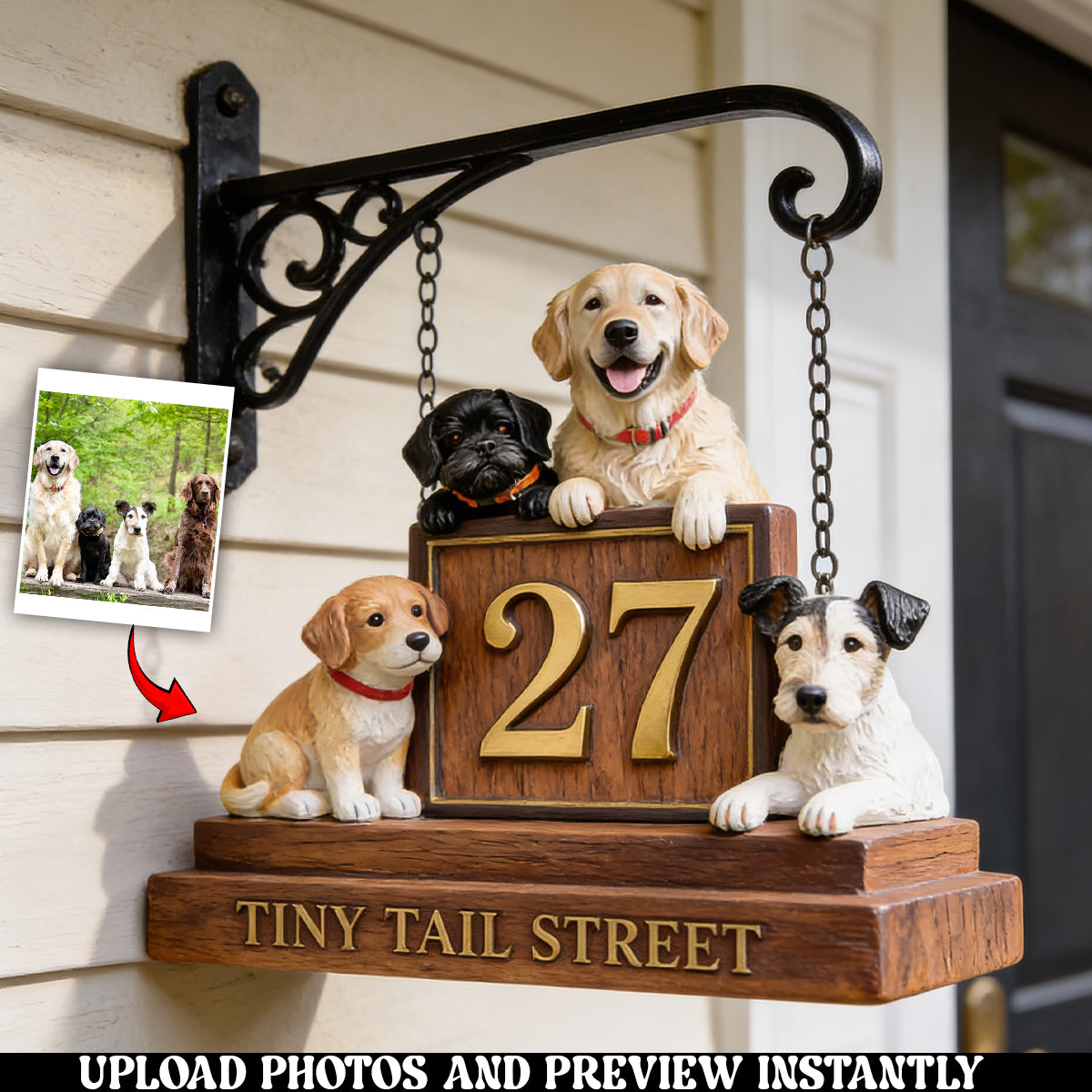 Dog Address Porch Sign - Personalized Dog Wooden Wall Mount Sign