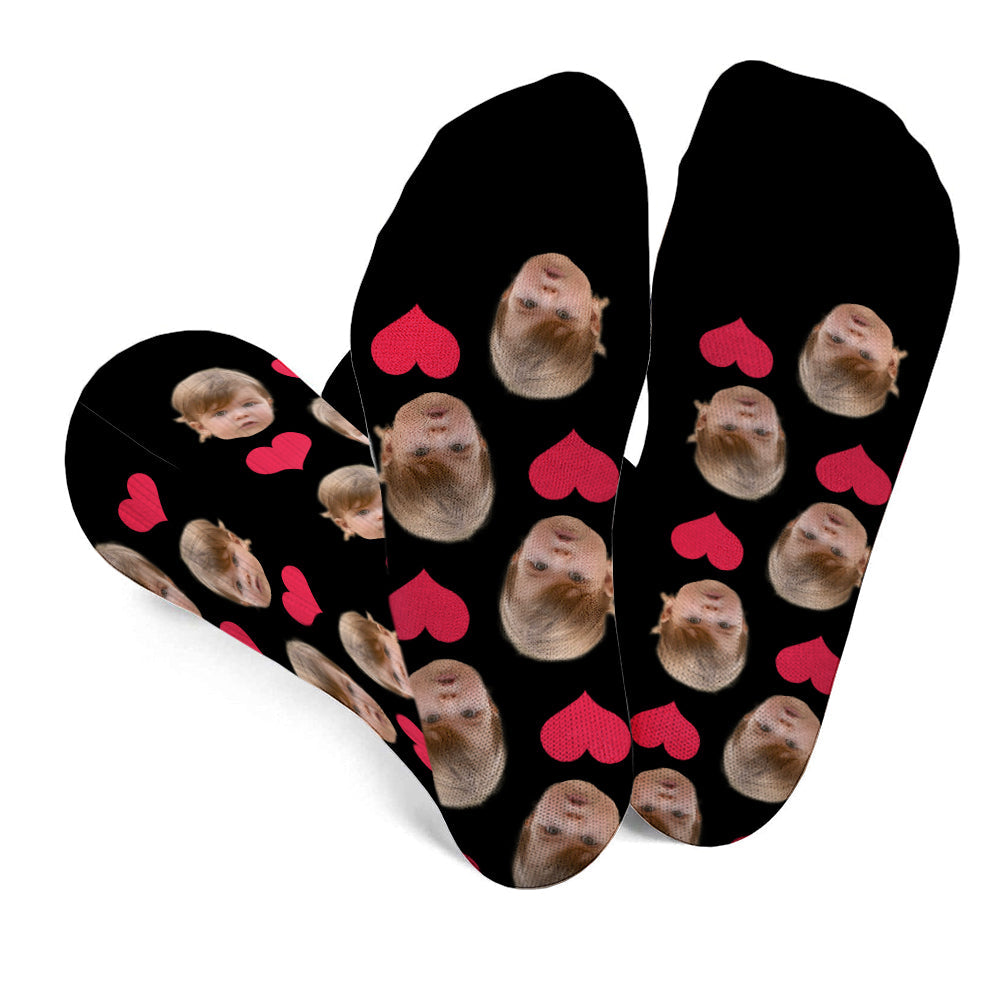 Custom Face Heart Pattern - Personalized granddaughter Socks