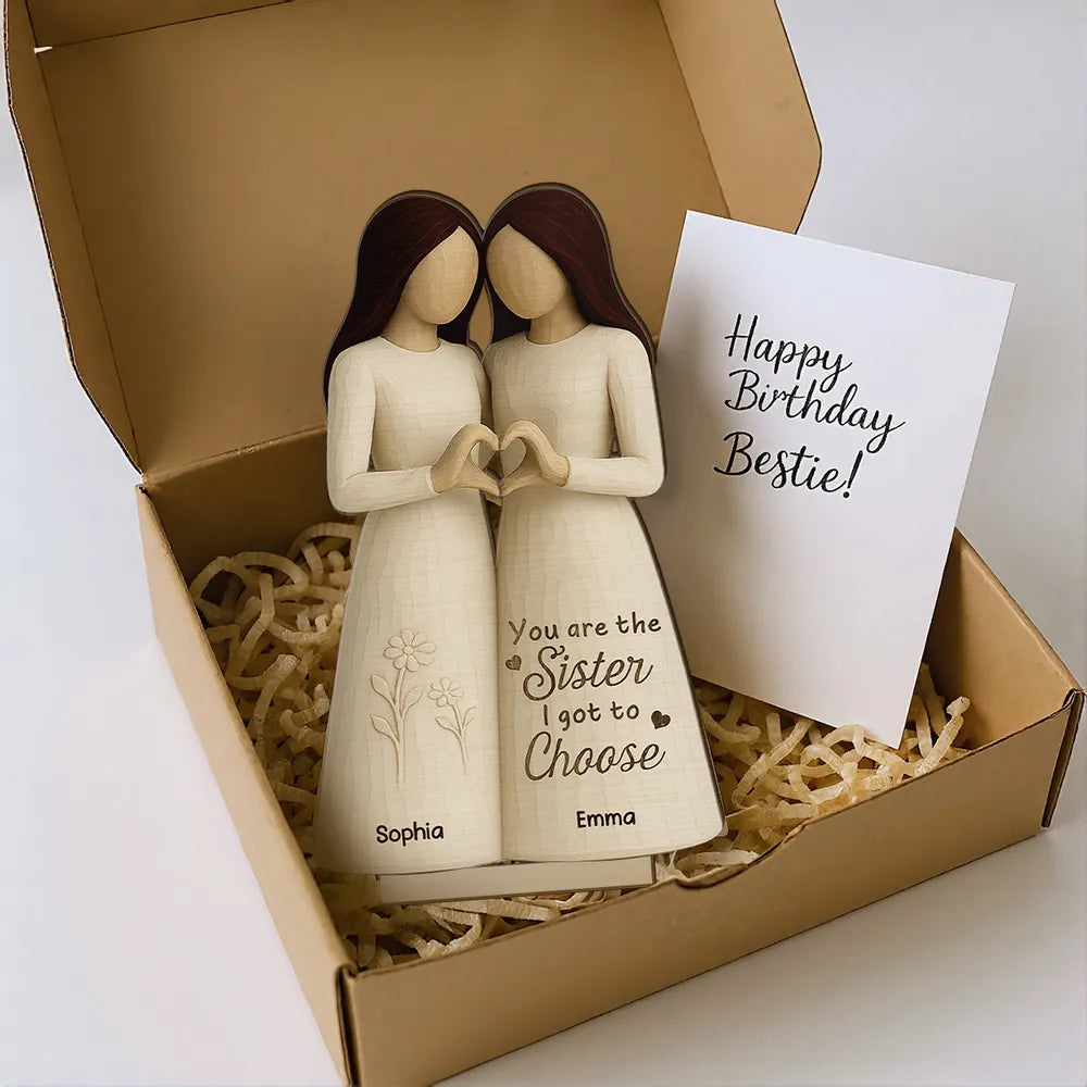 Besties Heart Hands Personalized Standing Wooden Plaque, Birthday Gift Friendship Gift for Besties, Best Friends