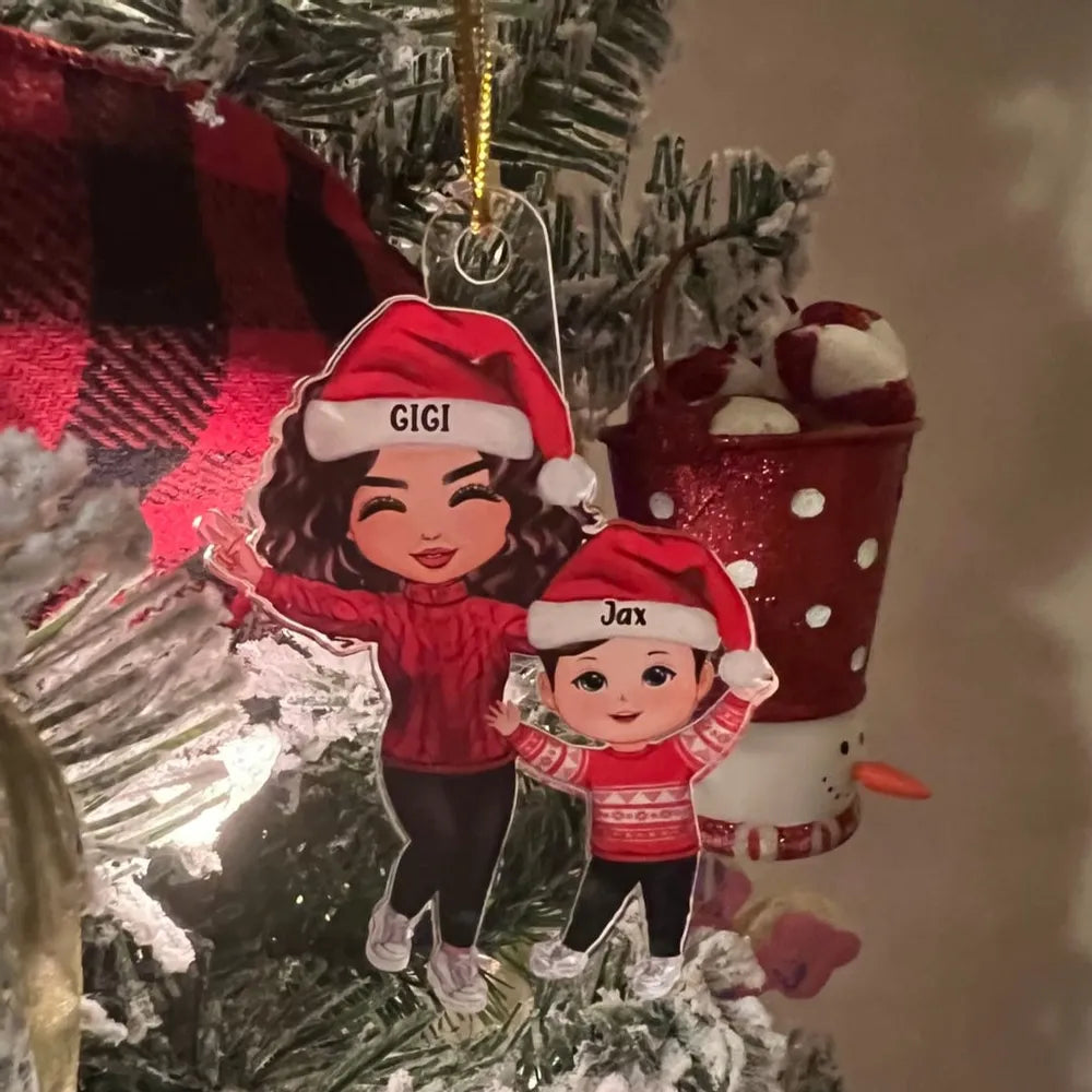Happy Christmas Doll Grandma Grandkids Gift For Granddaughter Grandson Personalized Personalized Acrylic & Wooden Ornament