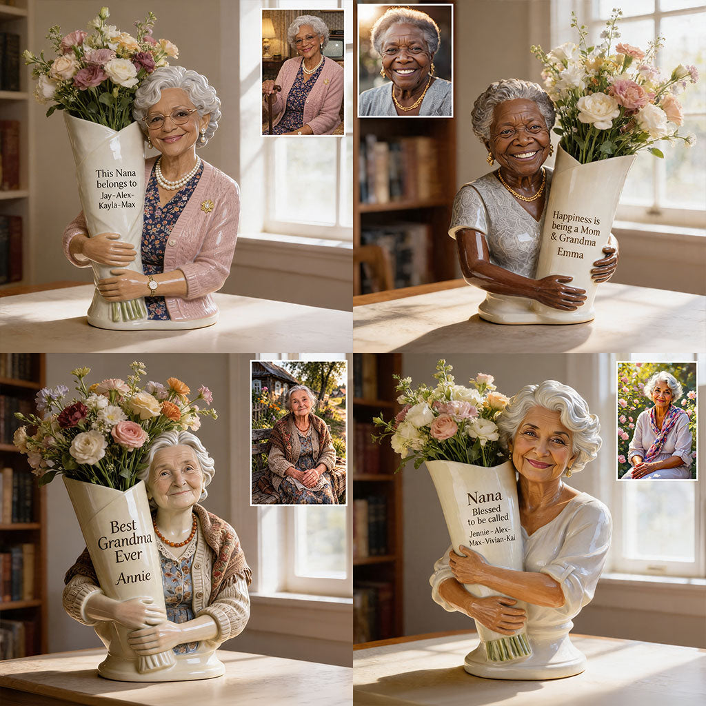 Flower Bouquet Vase - Personalized Grandma Acrylic Flower Vase