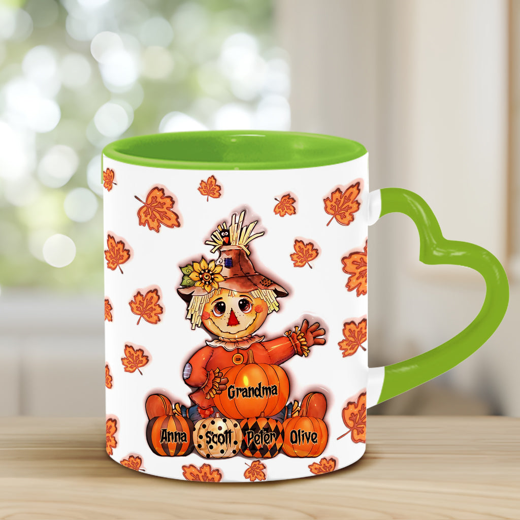 Grandma Fall - Personalized Grandma Heart Handle Mug