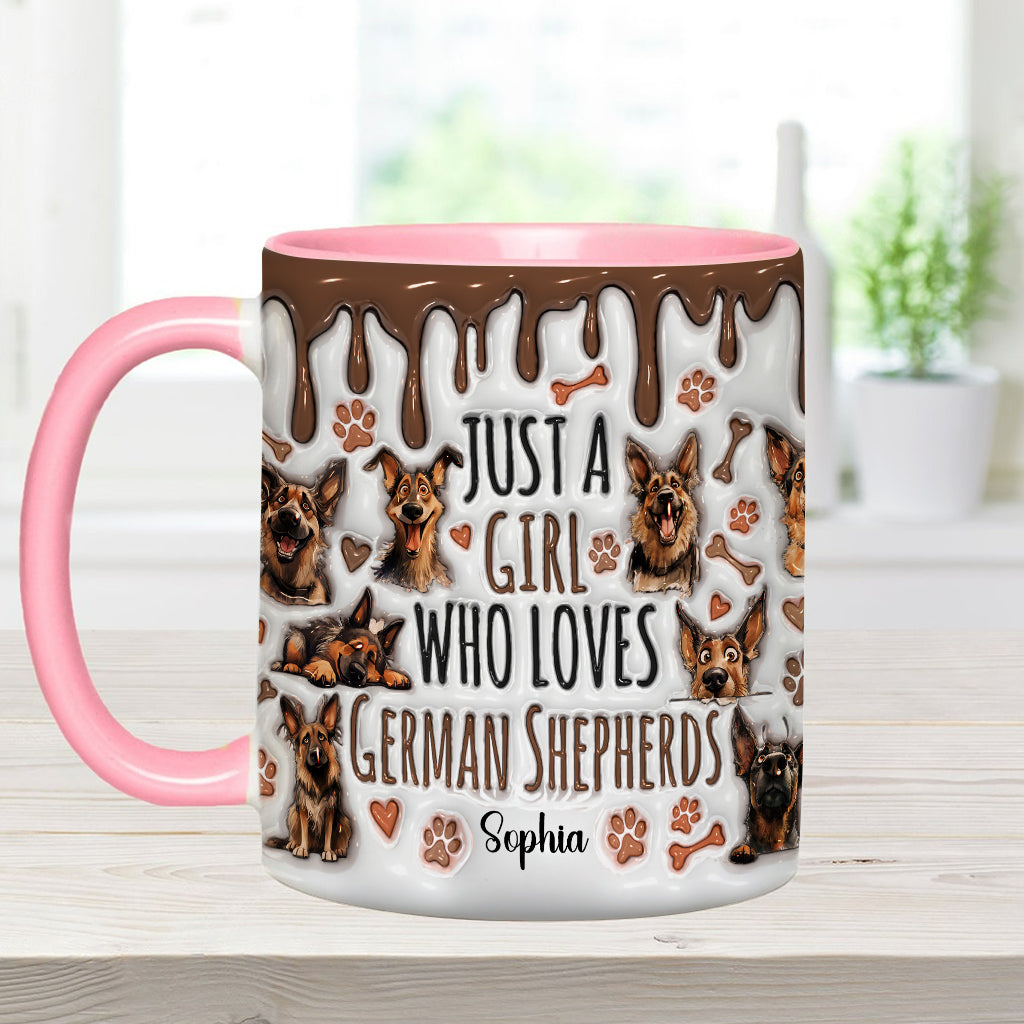 Just A Girl Who Loves German Shepherds - Personalized German Shepherd Dog Accent Mug