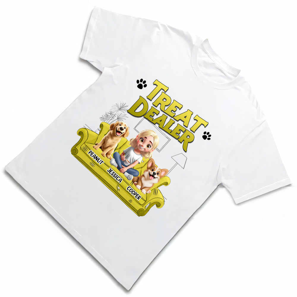 Treat Dealer – Funny Personalized Dog Lover T-Shirt, Women’s Tee, Sweatshirt and Hoodie – Ideal Gift for Dog Owners and Pet Lovers