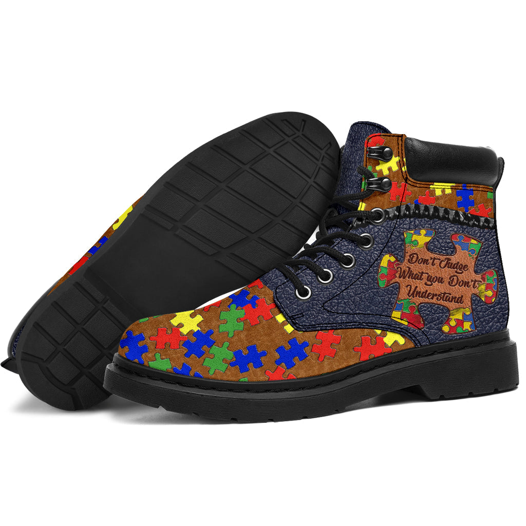 Don't Judge Autism Awareness All Season Boots 0622