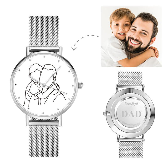 Personalized Photo To Line Art Engraved Alloy Bracelet