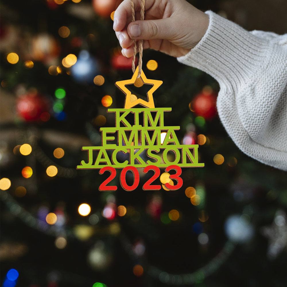 Any Name Christmas Tree - Personalized Family Any Name Christmas Tree Ornament