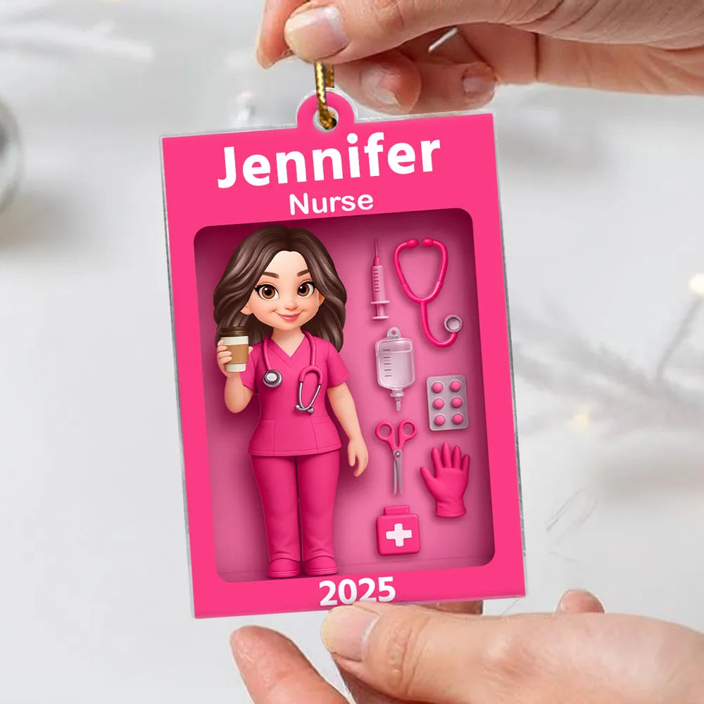 Personalized Nurse Acrylic Ornament Toy-Box Style, Custom Gift For Nurses & Coworkers, Cute Christmas Tree Decor
