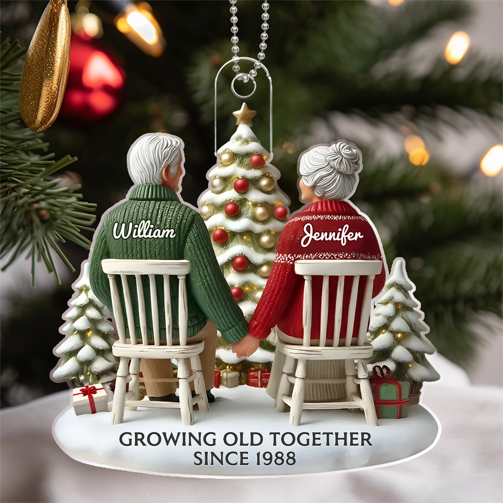 Christmas Acrylic Car Hanger for Couples – Heartwarming Holiday Keepsake, Perfect Gift for Parents or Grandparents