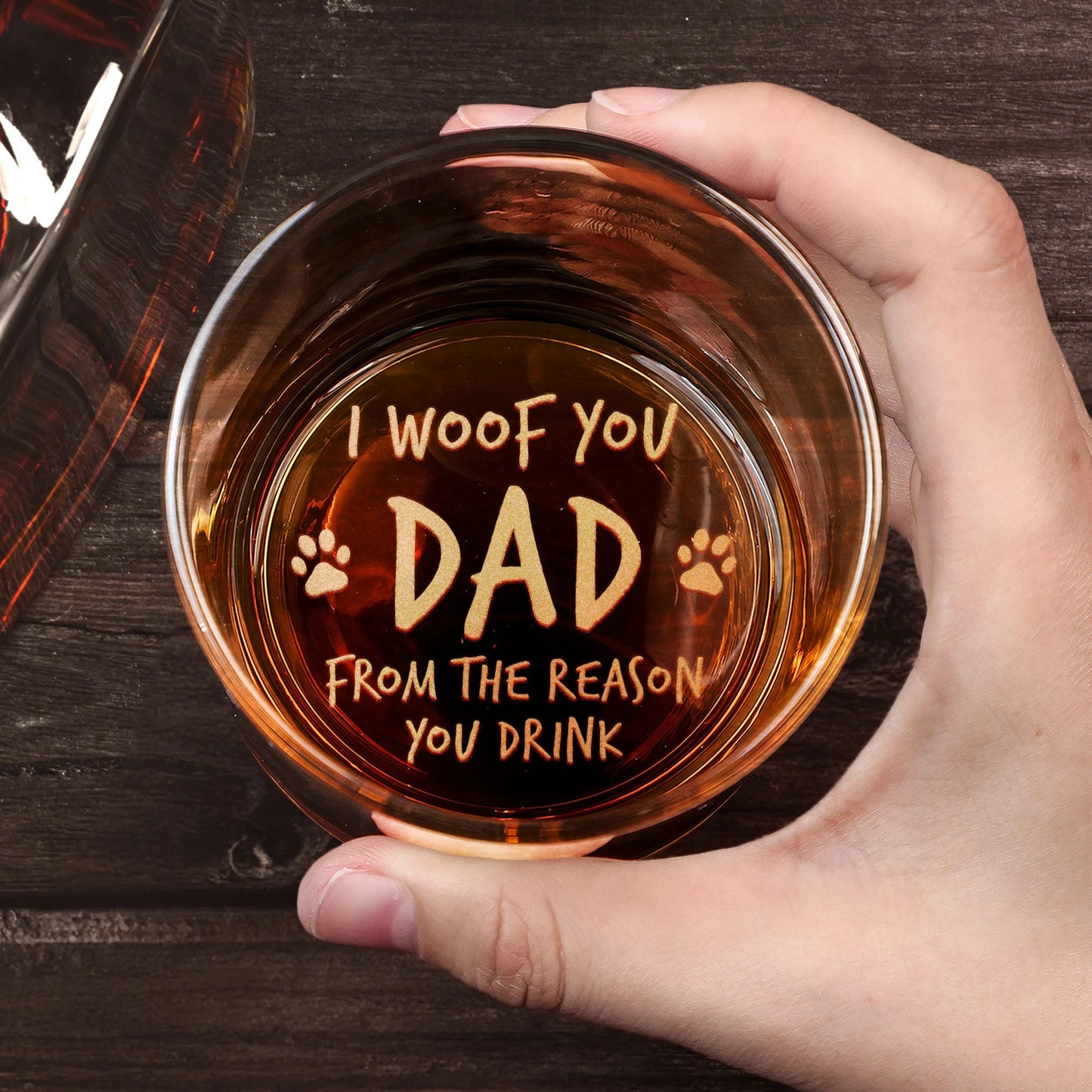 “I Woof You Dad” Custom Whiskey Glass – Perfect Father’s Day Gift