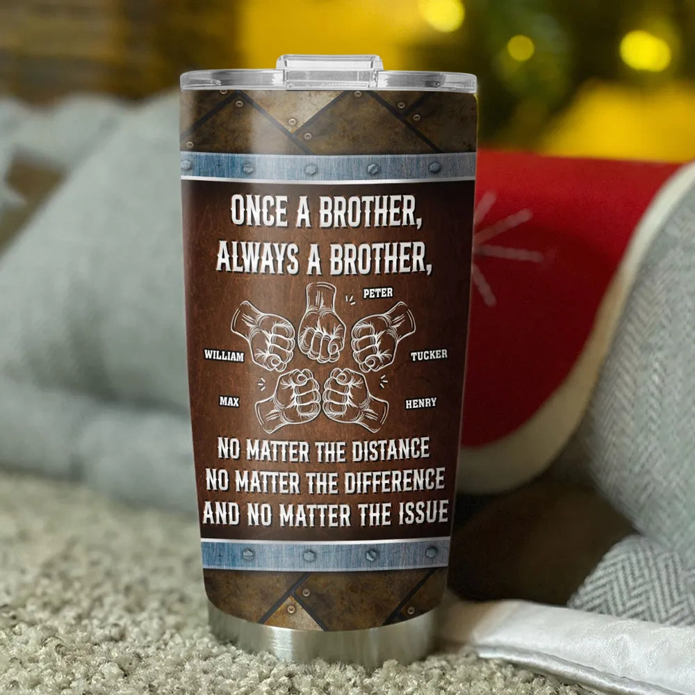 Personalized Insulated Travel Tumbler Once A Brother Always A Brother Gift for Brother, Fist Bump Design