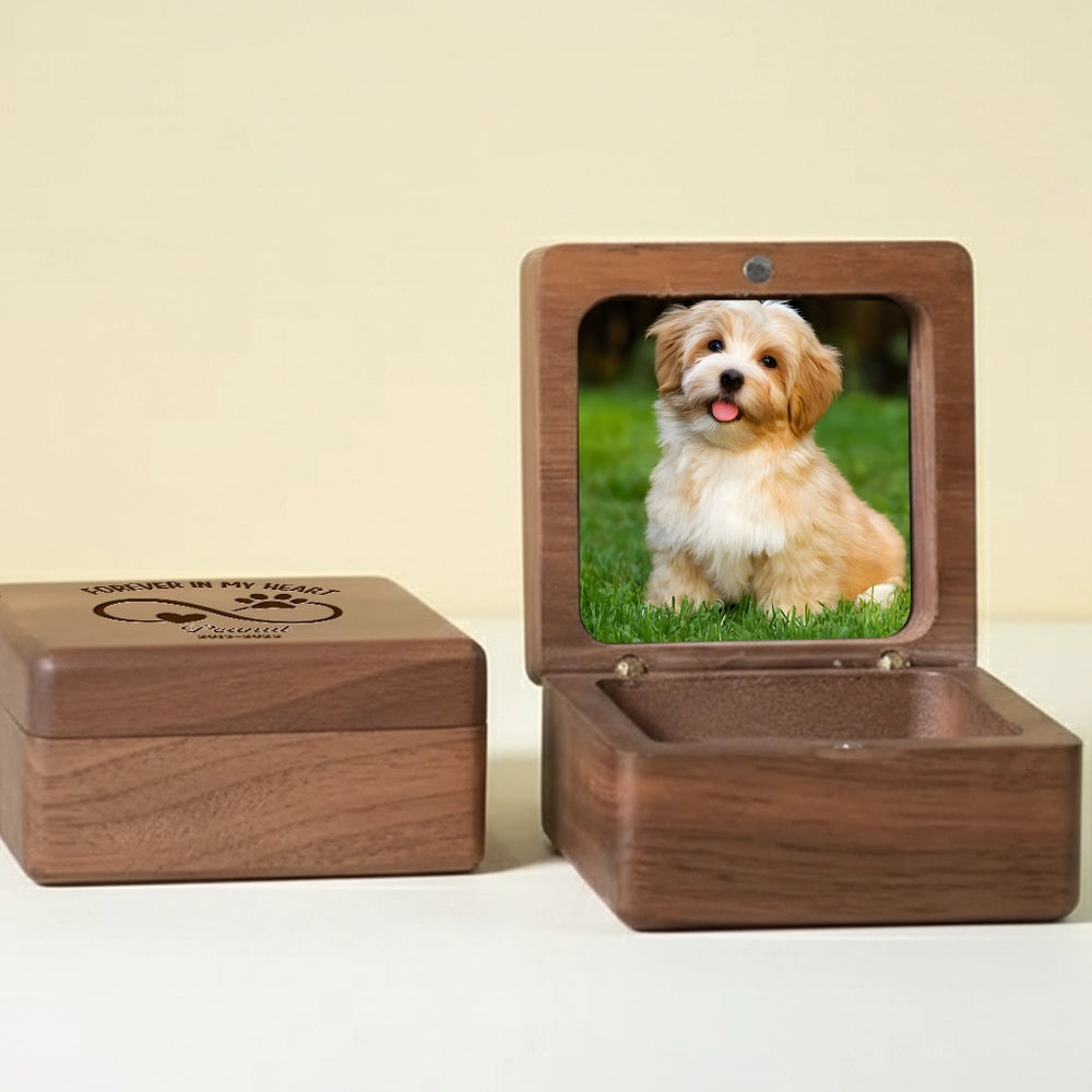 Wooden Pet Memorial Box with Photo Display, Heartfelt Keepsake for Lasting Memories, Perfect Sympathy Gift for Pet Owners