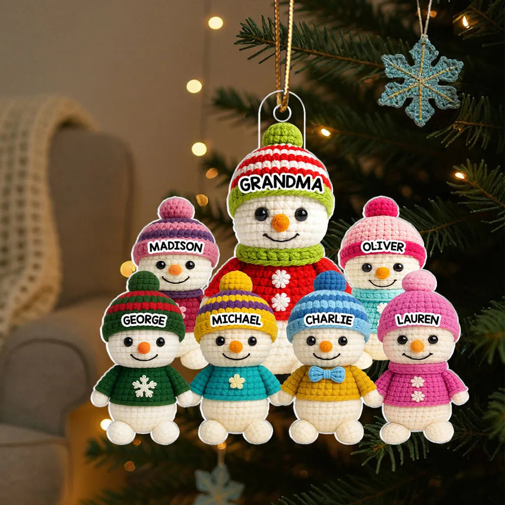 Acrylic Ornament with Snowman Family Design | Clear Printing & Premium Texture, Perfect Gift for Family & Christmas Tree Decoration