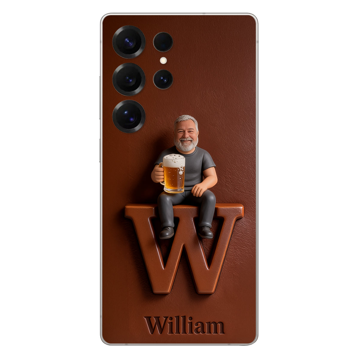 Custom Any Photo - Personalized Beer 3D Embossed Leather Phone Case