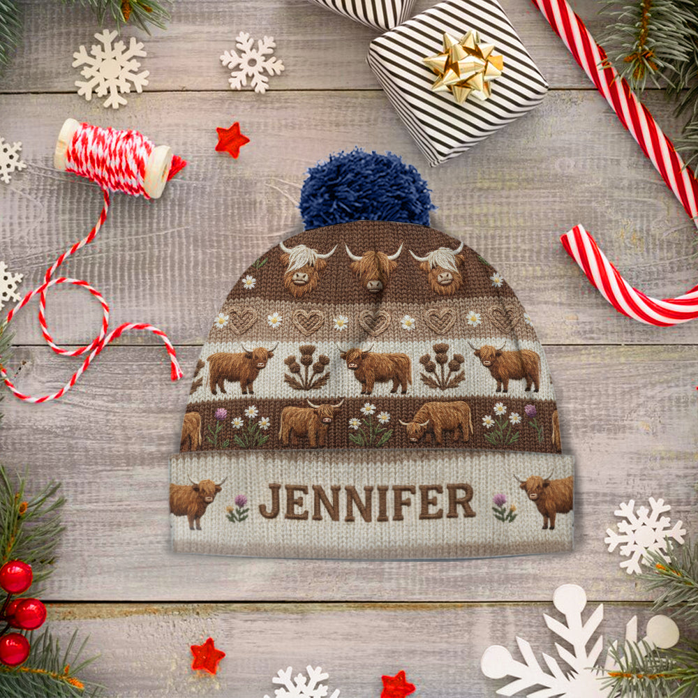 Farm Life - Personalized Highland Cow Beanie Hat