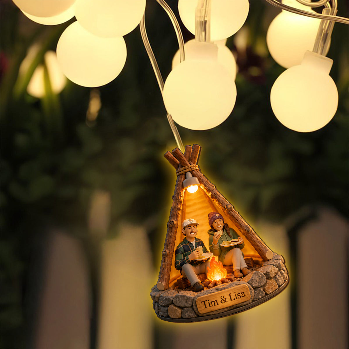 Campsite Unique Decoration, Custom From Any Photo - Personalized Camping String Lights