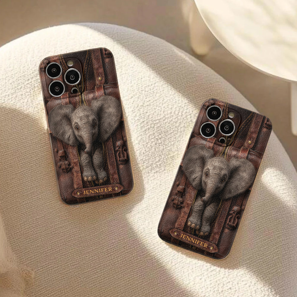 Just A Girl Who Loves Elephant - Personalized Elephant Leather Phone Case
