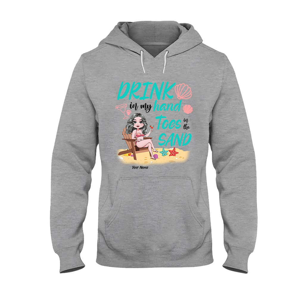 Drink In My Hand Toes In The Sand - Personalized Sea Lover T-shirt and Hoodie