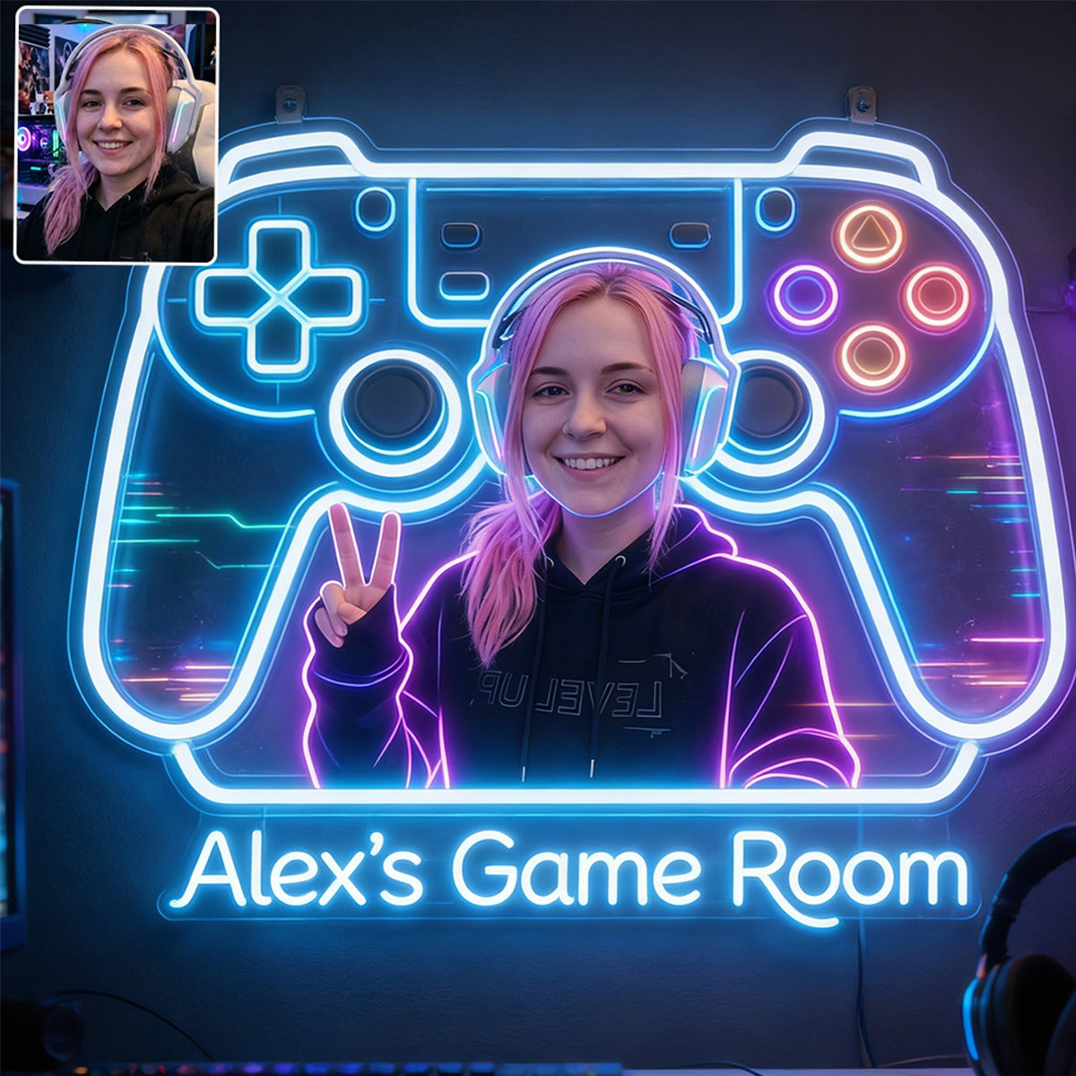 Gamer Room Decoration - Personalized Video Game LED Light Acrylic Sign
