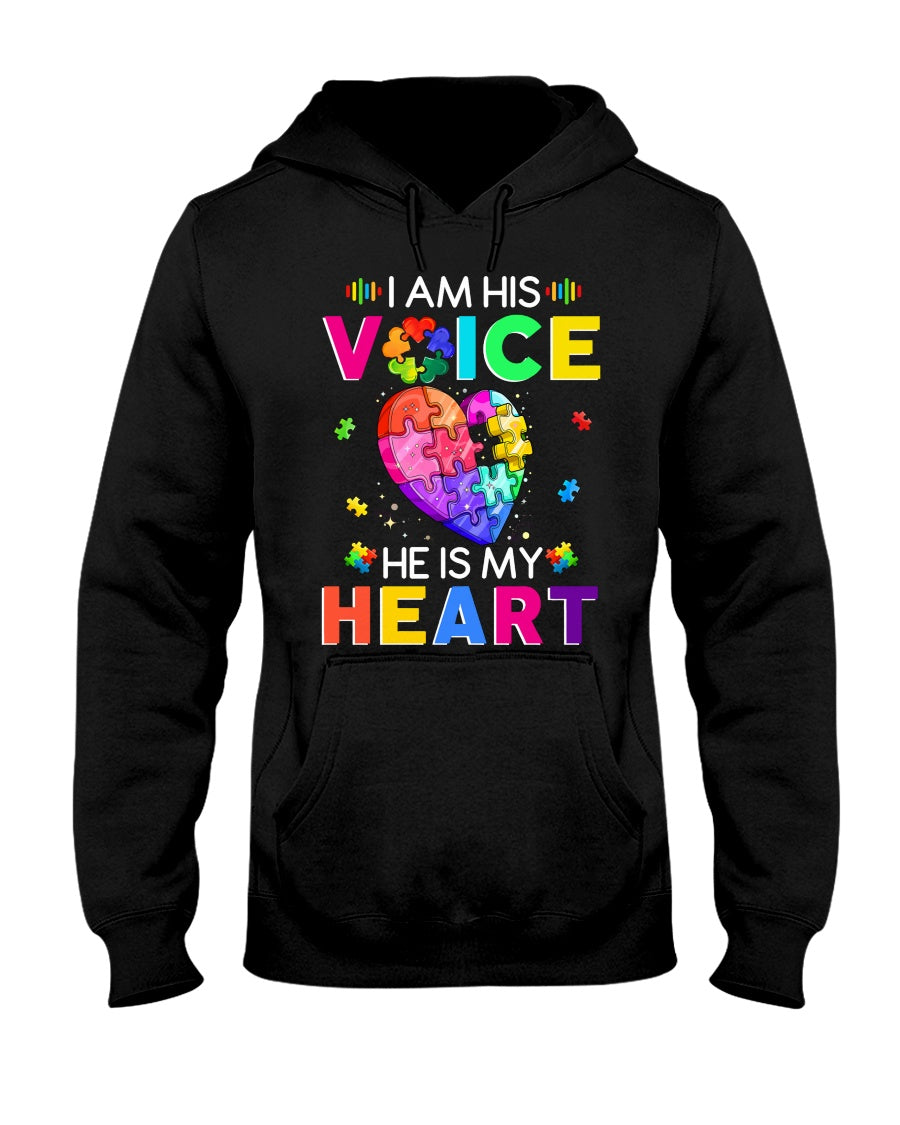 I Am His Voice He Is My Heart - Autism Awareness T-shirt and Hoodie 0921