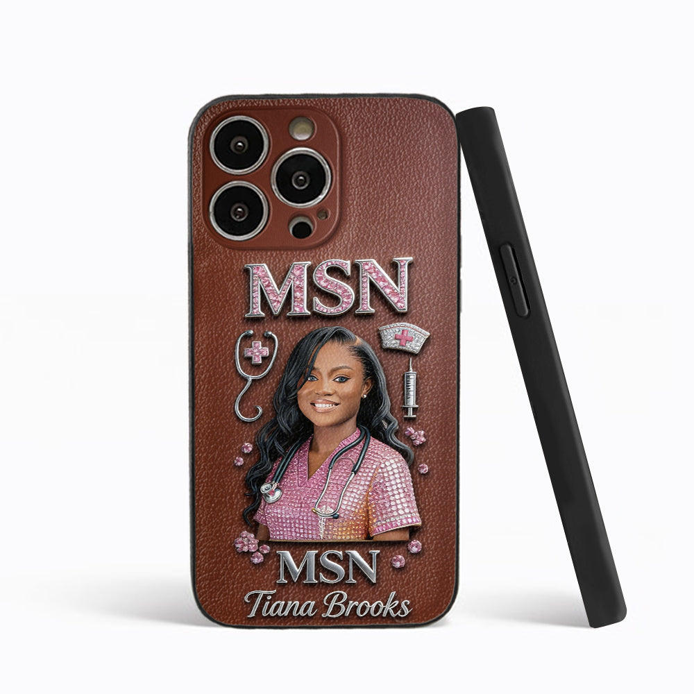 Any Title - Gifts For Nurse, Doctor - Personalized Nurse 3D Embossed Leather Phone Case