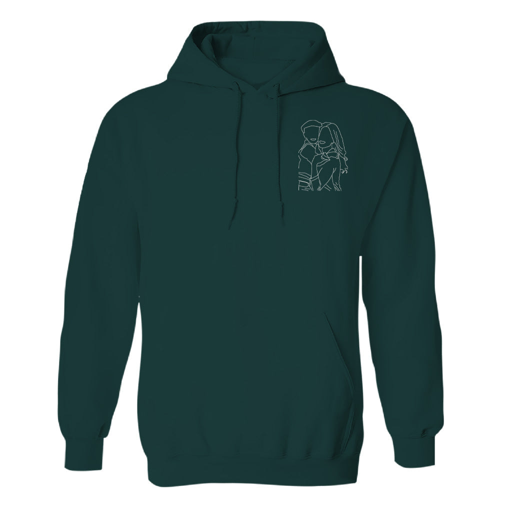 Custom Line Art - Personalized Aunt Embroidered Hoodie