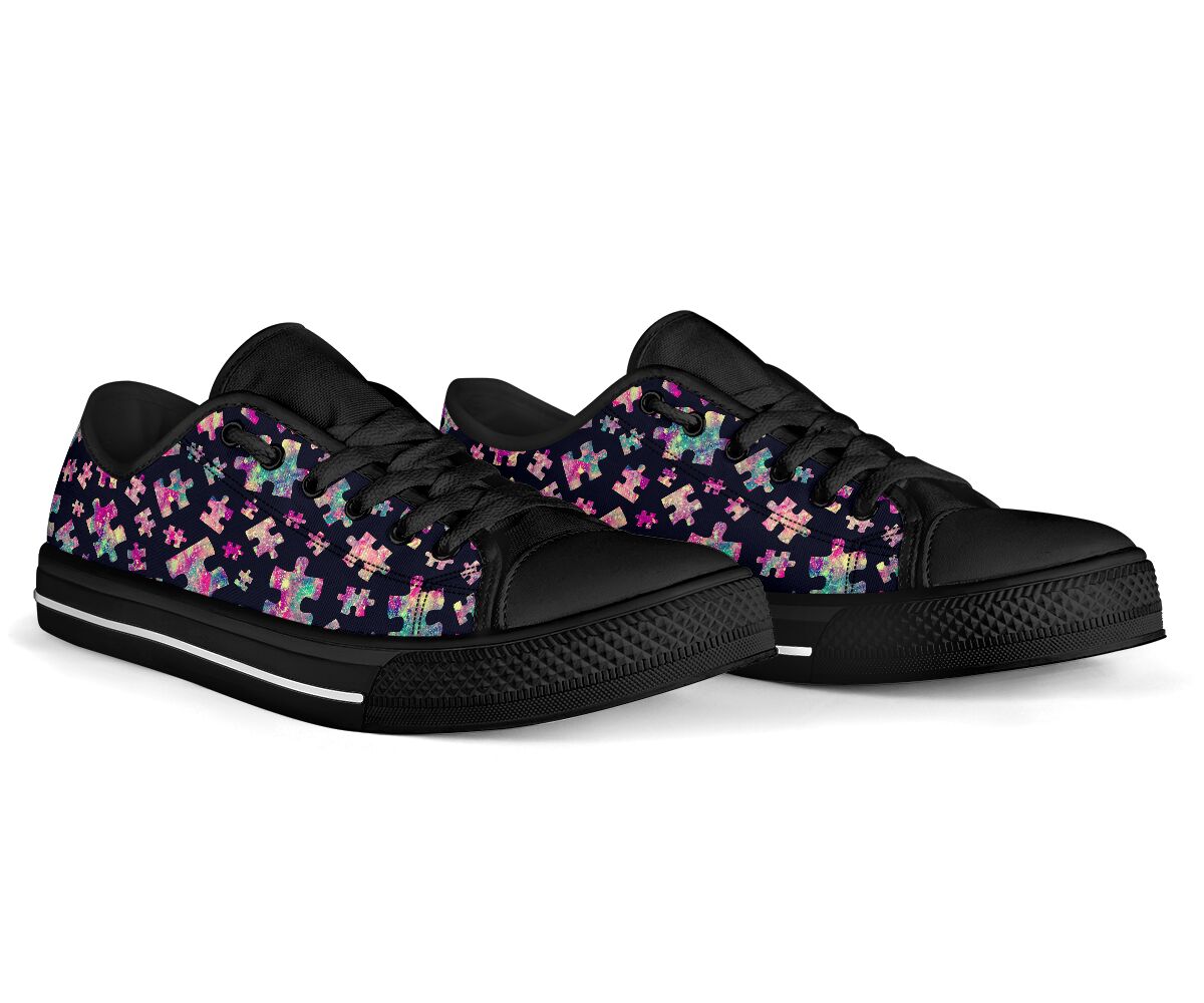Colorful Puzzles Autism Awareness Low Top Shoes 0622