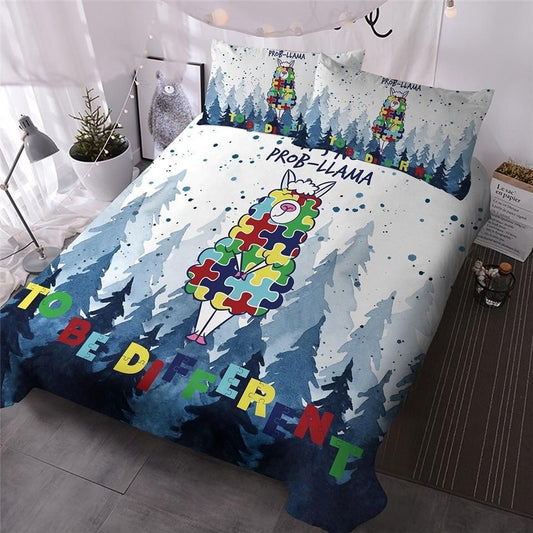 Llama To Be Different Autism - Autism Awareness Quilt Set 0921