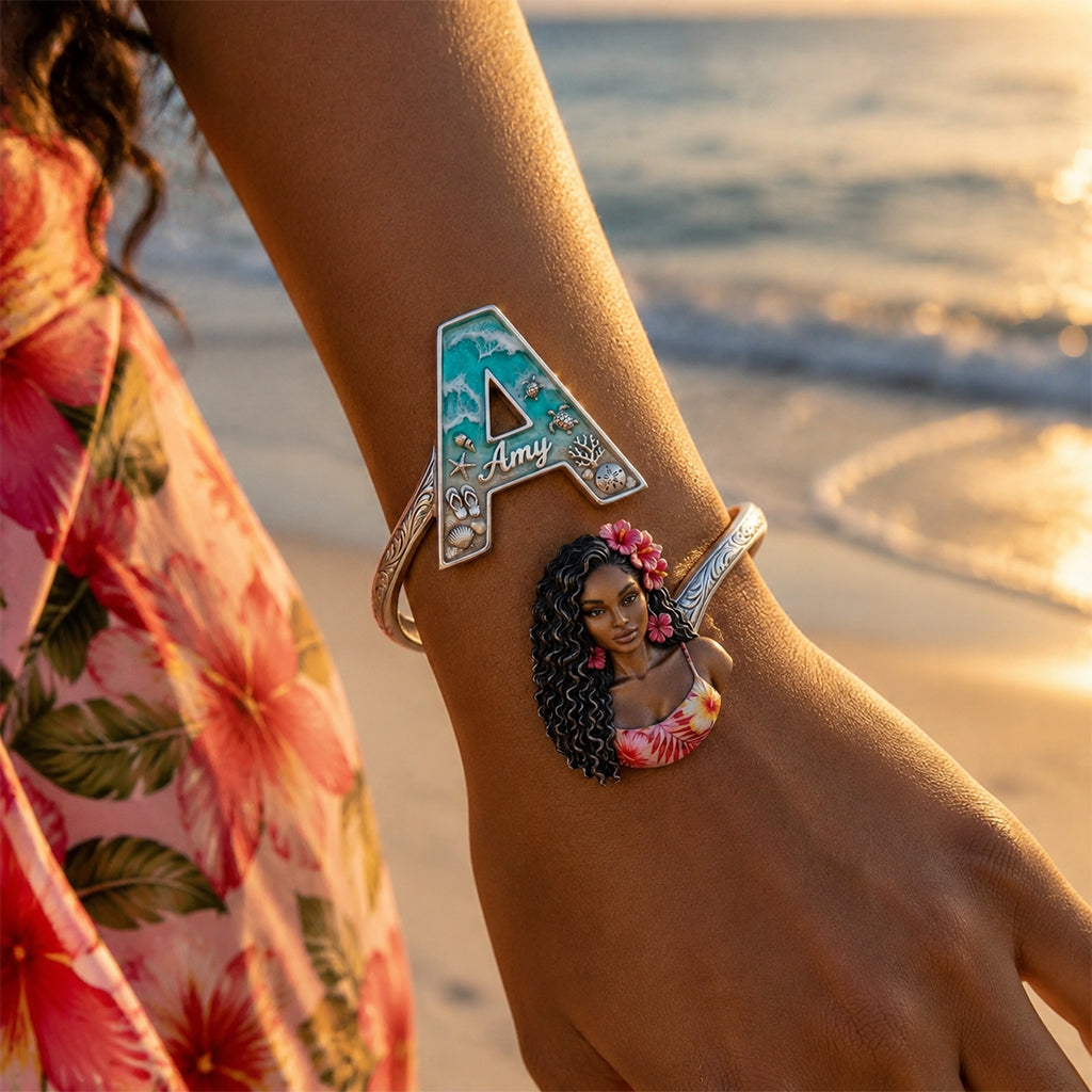 Beach Trip Accessories - Personalized Sea Lover Shaped Cuff Bracelet