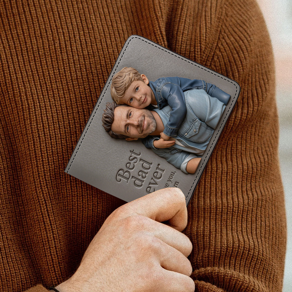 Custom 3D Photo Embossed Leather Wallet for Men - Personalized Best Dad Ever Bi-fold Wallet, Custom Father's Day Gift