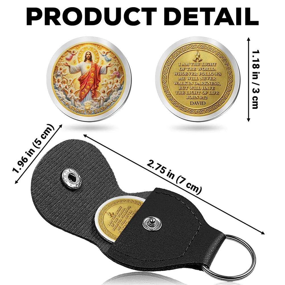 Personalized Pocket Hug Light of Life Keepsake Keychain Style Gift for Him or Her, A Daily Faith Reminder