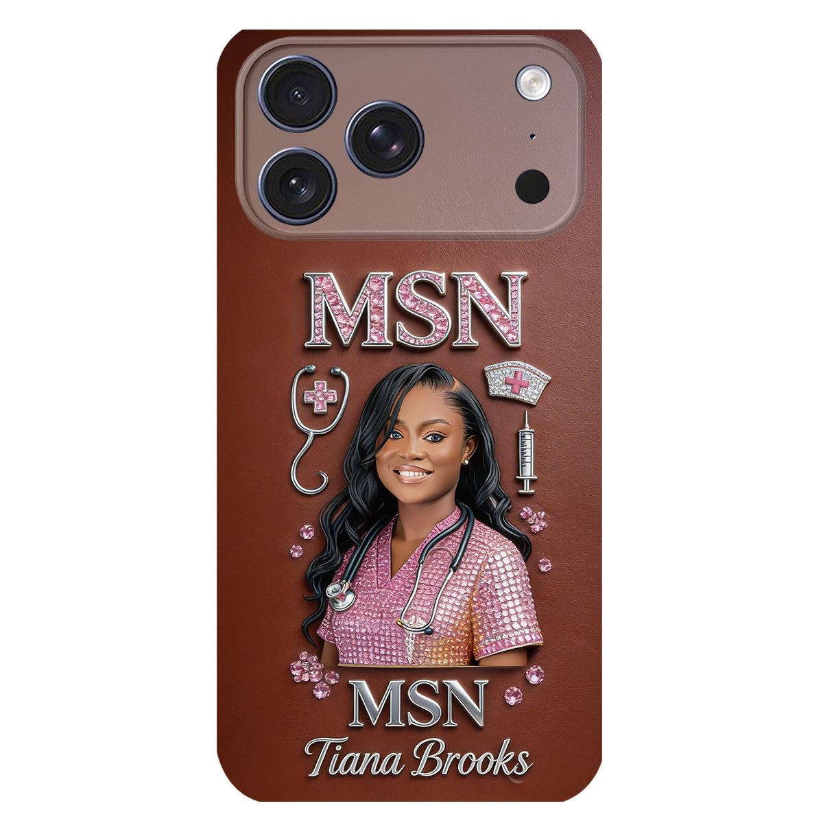 Any Title - Gifts For Nurse, Doctor - Personalized Nurse 3D Embossed Leather Phone Case