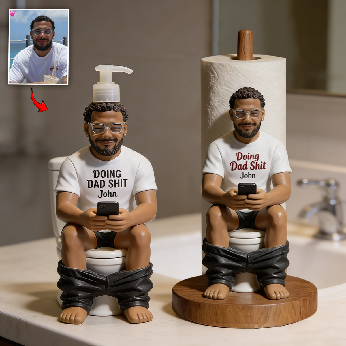 Doing Dad Sht - Personalized Father Paper Towel Holder & Soap Dispenser